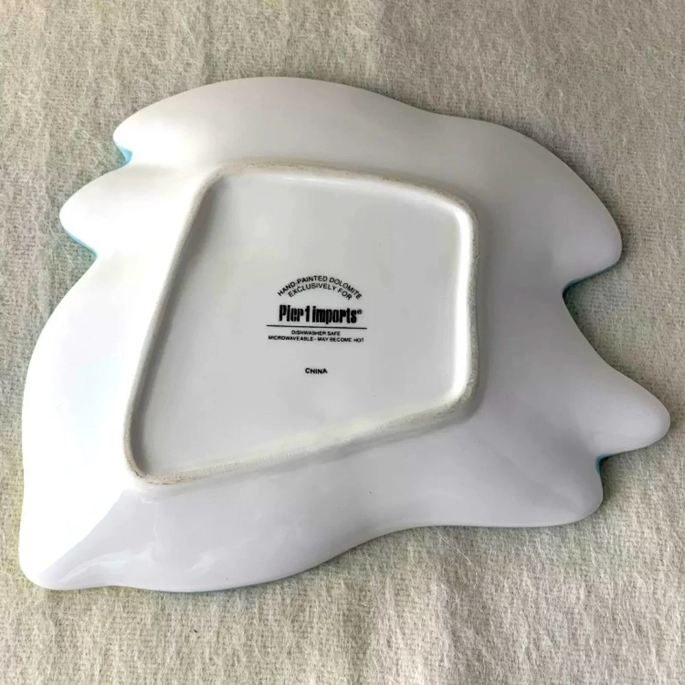 Pier One Dolomite Easter Bunny plate 8.5” X 7.5”